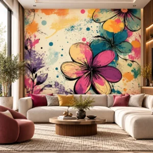 Abstract Floral Splash Wallpaper - Image 3