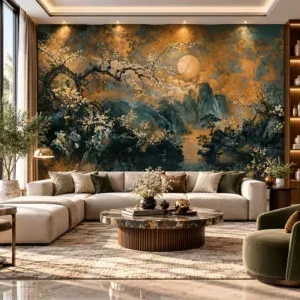 Moonlit Blossom Mountain Wallpaper - Image 4
