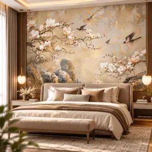Luxury Blossom & Birds Botanical Wallpaper - Image 4