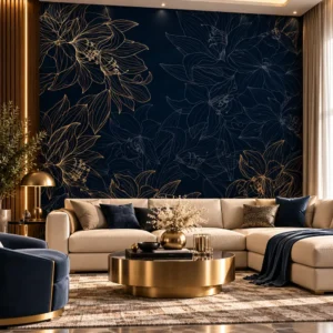 Luxe Navy Floral Wallpaper - Image 3