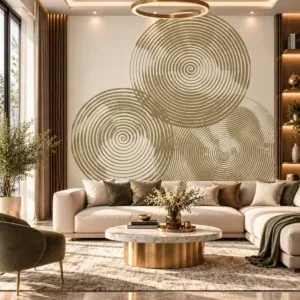 Luxury Beige and Taupe Spiral Wallpaper - Image 2
