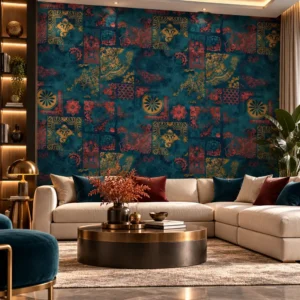 Teal Ornamental Wallpaper - Image 3