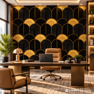 Luxury Black & Gold Art Deco Wallpaper - Image 2