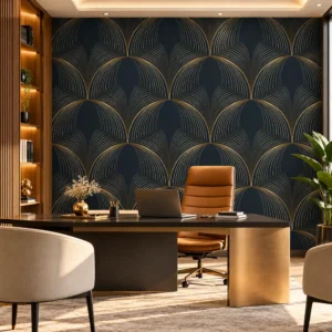 Navy Blue and Gold Geometric Wallpaper - Image 4