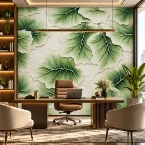 Green Botanical Leaf Wallpaper for Bedroom - Image 3