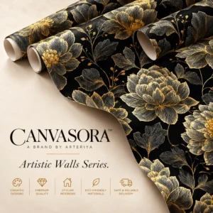 Black and Gold Floral Wallpaper