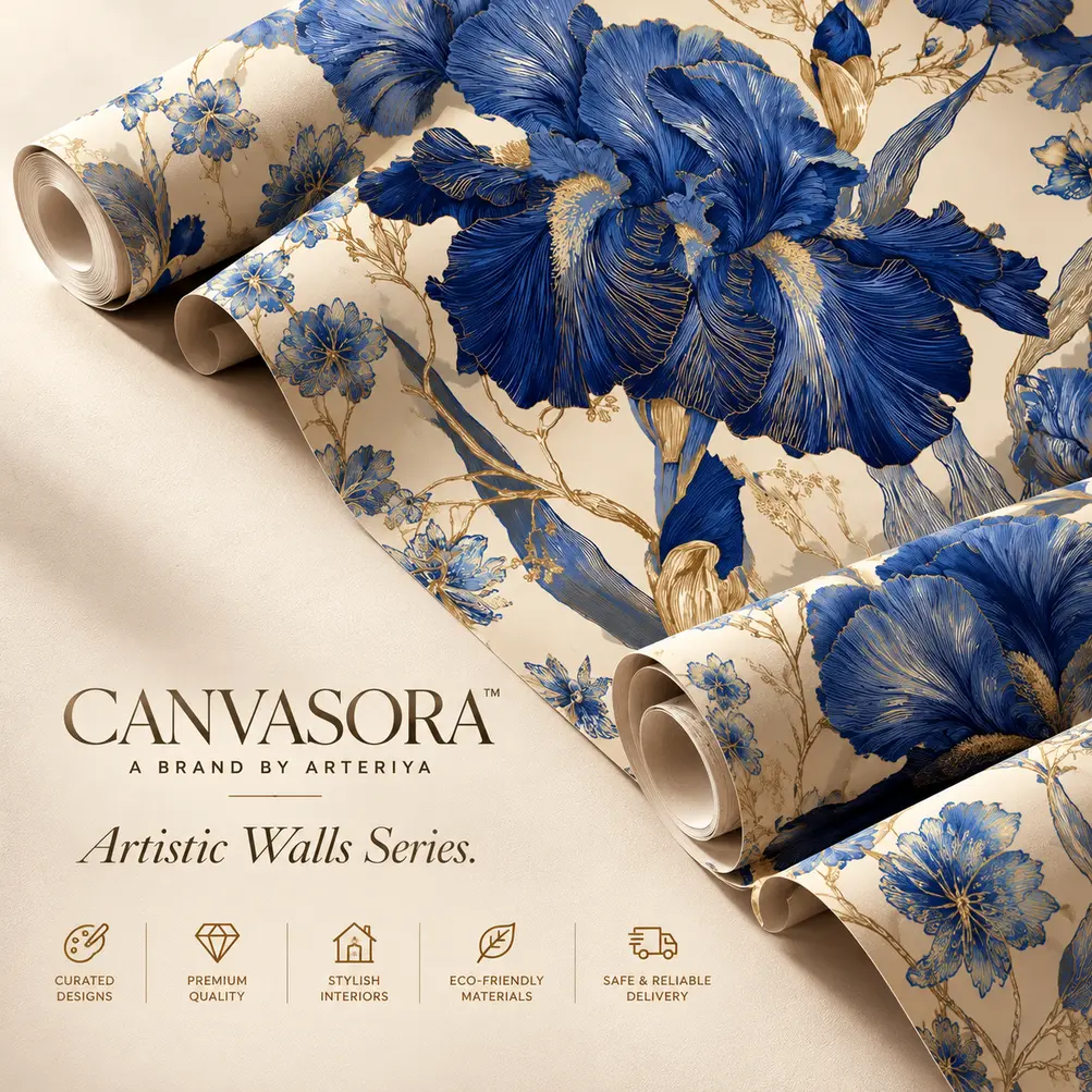 Luxury Blue Iris Wallpaper Collection Blue Iris Floral Wallpaper - Image 1
