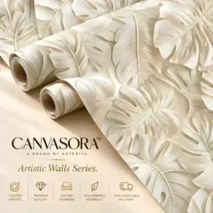 Ivory 3D Embossed Botanical Leaf Wallpaper