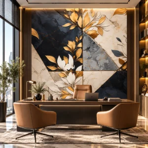 Luxury Botanical Marble Wallpaper - Image 2
