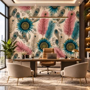 Multicolour Peacock Feather Wallpaper - Image 2