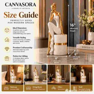 Elegant Seated Woman Decorative Figurine – White & Gold - Image 5