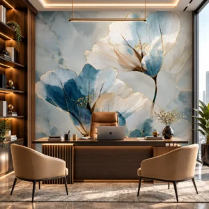 Luxury Blue Floral Wallpaper - Image 4