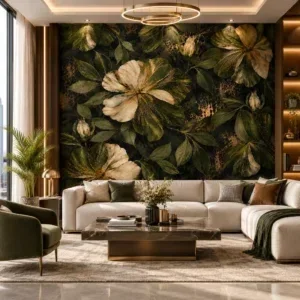 Luxury Black and Gold Floral Wallpaper - Image 5