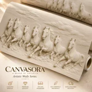 Embossed Galloping Horse Mural Wallpaper