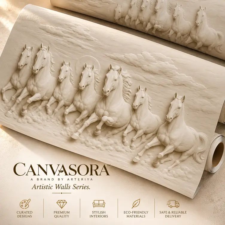 Luxury Galloping Horses Wallpaper Ad Embossed Galloping Horse Mural Wallpaper - Image 1