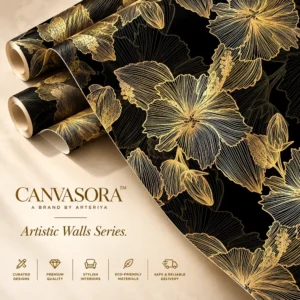 Black and Gold Floral Wallpaper