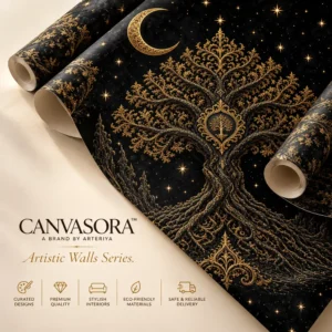 Luxury Black and Gold Tree of Life Wallpaper