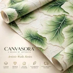 Green Botanical Leaf Wallpaper for Bedroom