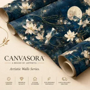 Luxury Navy Blue and Gold Floral Wallpaper