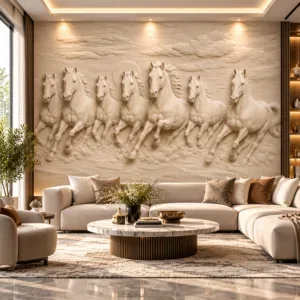 Embossed Galloping Horse Mural Wallpaper - Image 4