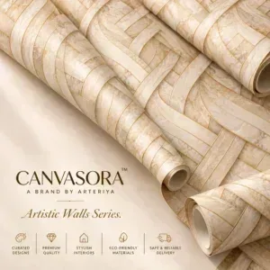 Luxury Beige Marble and Gold Geometric Wallpaper