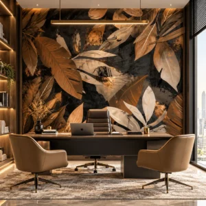 Luxury Black, Copper & Bronze Botanical Leaf Wallpaper - Image 4