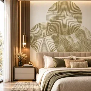 Luxury Beige and Taupe Spiral Wallpaper - Image 3