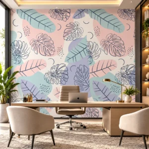 Pastel Monstera Leaf Wallpaper - Image 2