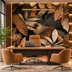 Luxury Black, Copper & Bronze Botanical Leaf Wallpaper - Image 3