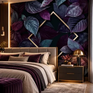 Luxury Purple & Teal Botanical Wallpaper - Image 4