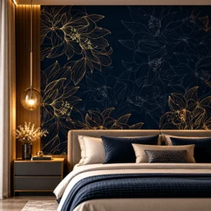 Luxe Navy Floral Wallpaper - Image 4