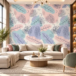 Pastel Monstera Leaf Wallpaper - Image 3