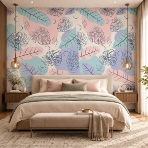 Pastel Monstera Leaf Wallpaper - Image 5