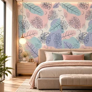 Pastel Monstera Leaf Wallpaper - Image 4