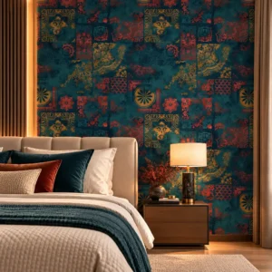 Teal Ornamental Wallpaper - Image 4