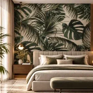 Tropical Green Leaf Wallpaper - Image 2