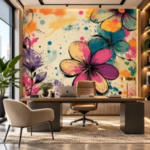 Abstract Floral Splash Wallpaper - Image 2
